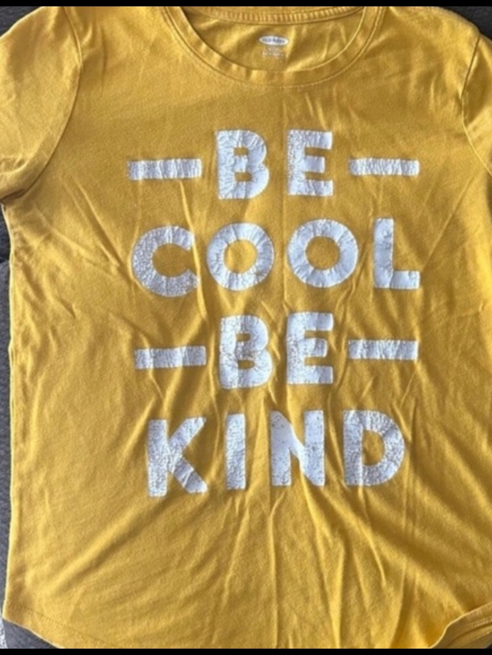 Old Navy Yellow Short-Sleeve Tee with White 'Be Cool Be Kind' Graphic